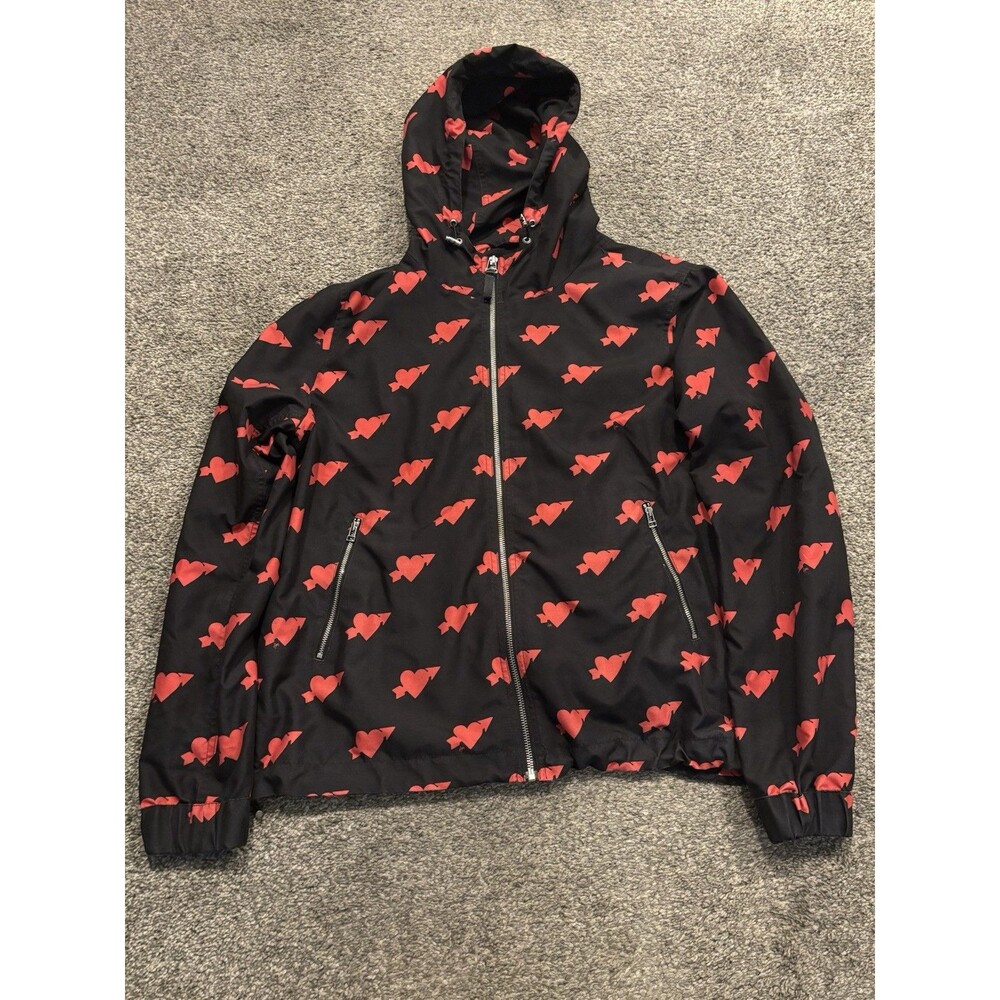Ami Alexandre Mattiussi Heart Printed Jacket Mens Size Large Black